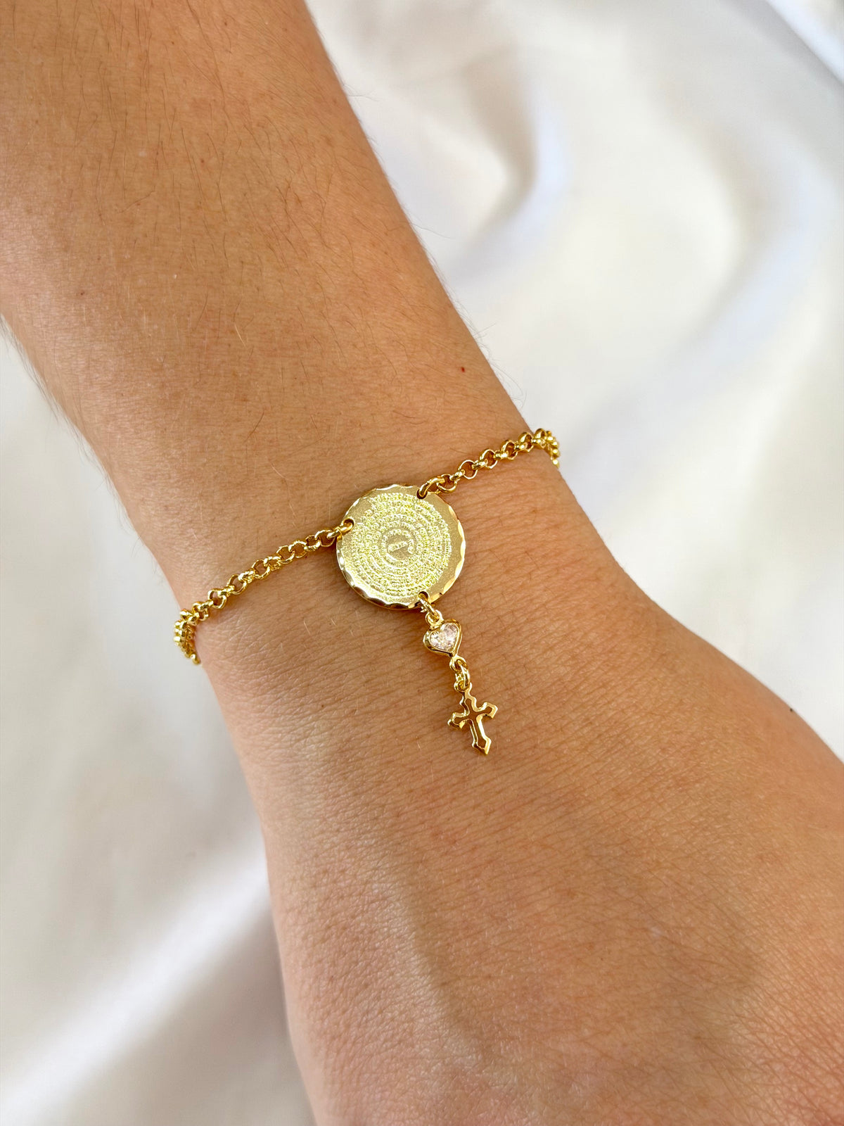 Pulseira oração Pai Nosso e cruz