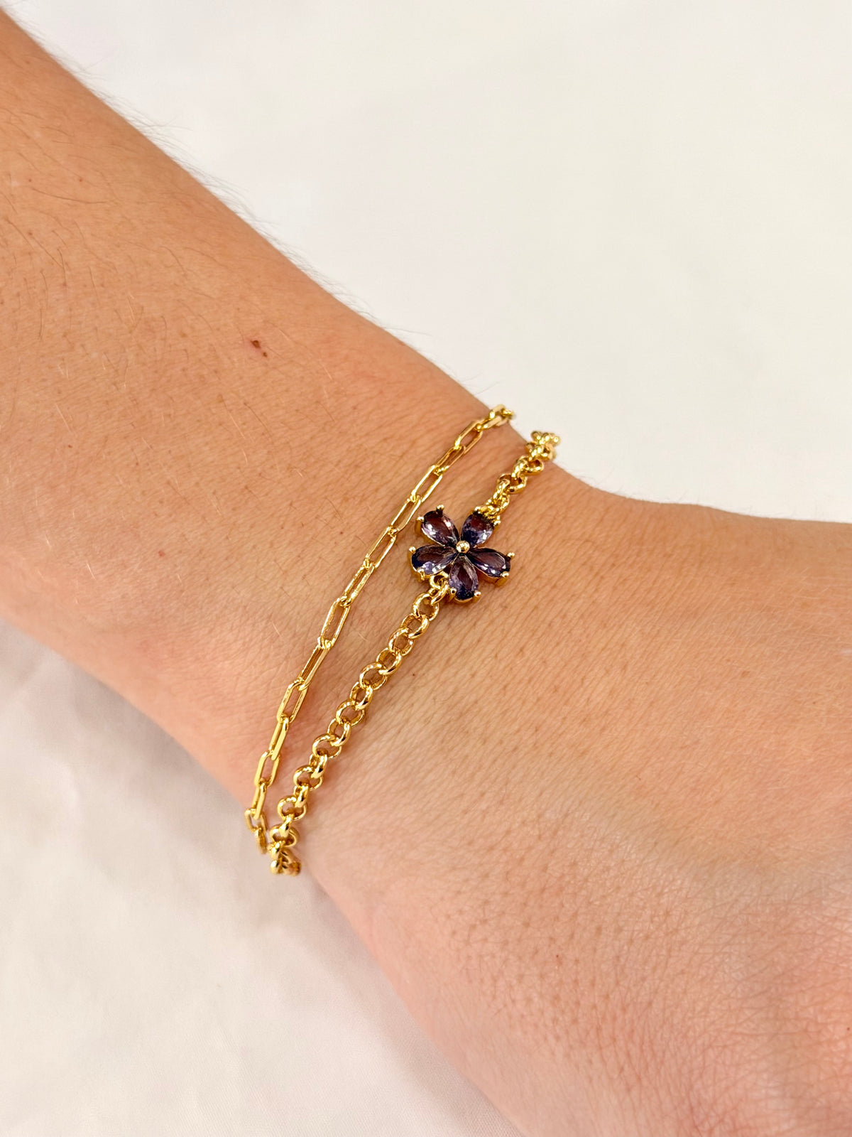 Pulseira dupla com flor
