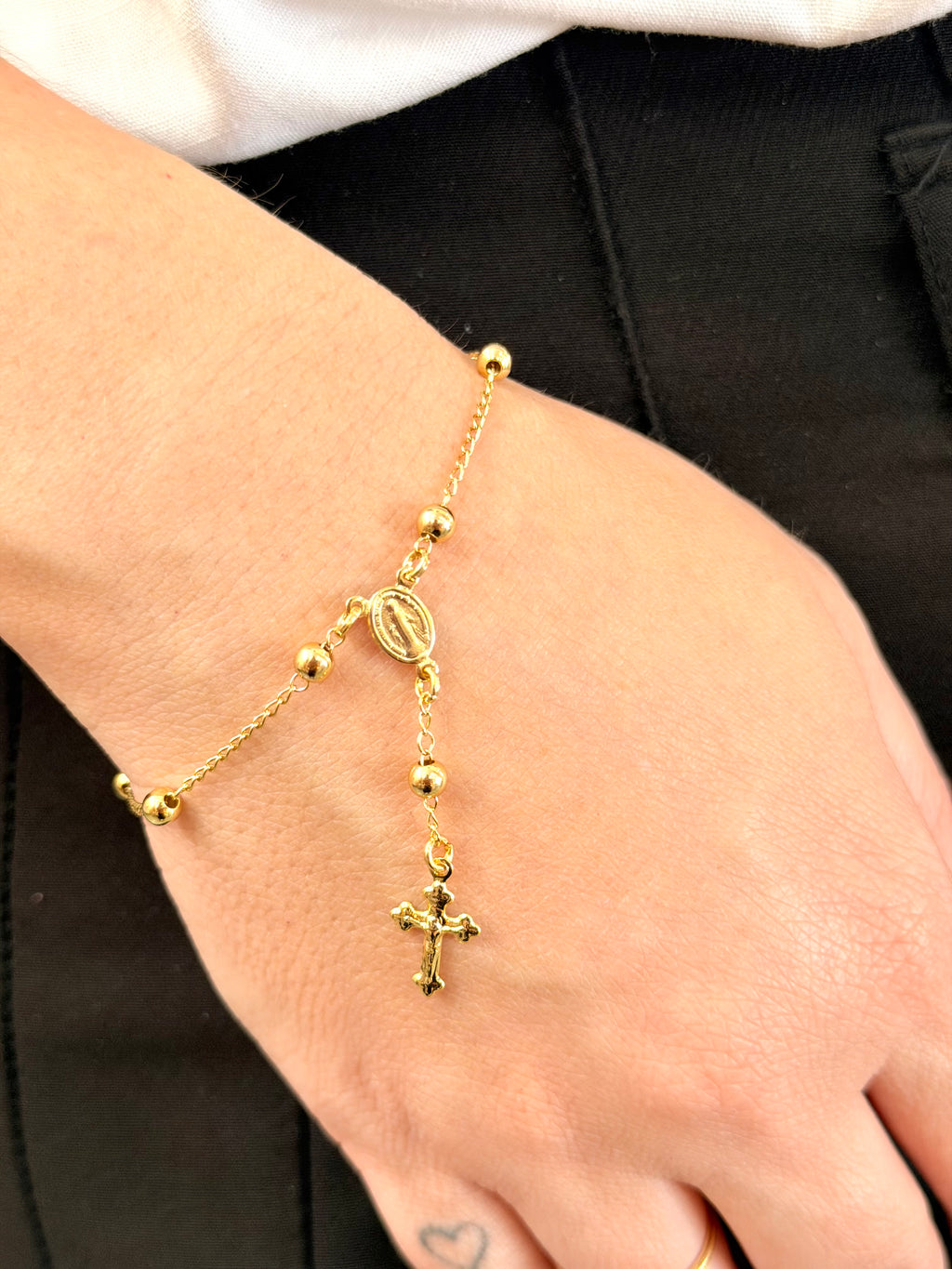 Pulseira terço Nossa Senhora Aparecida e cruz