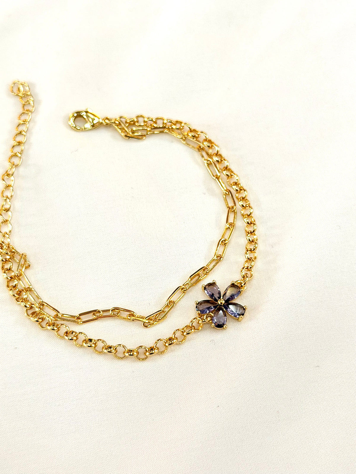 Pulseira dupla com flor