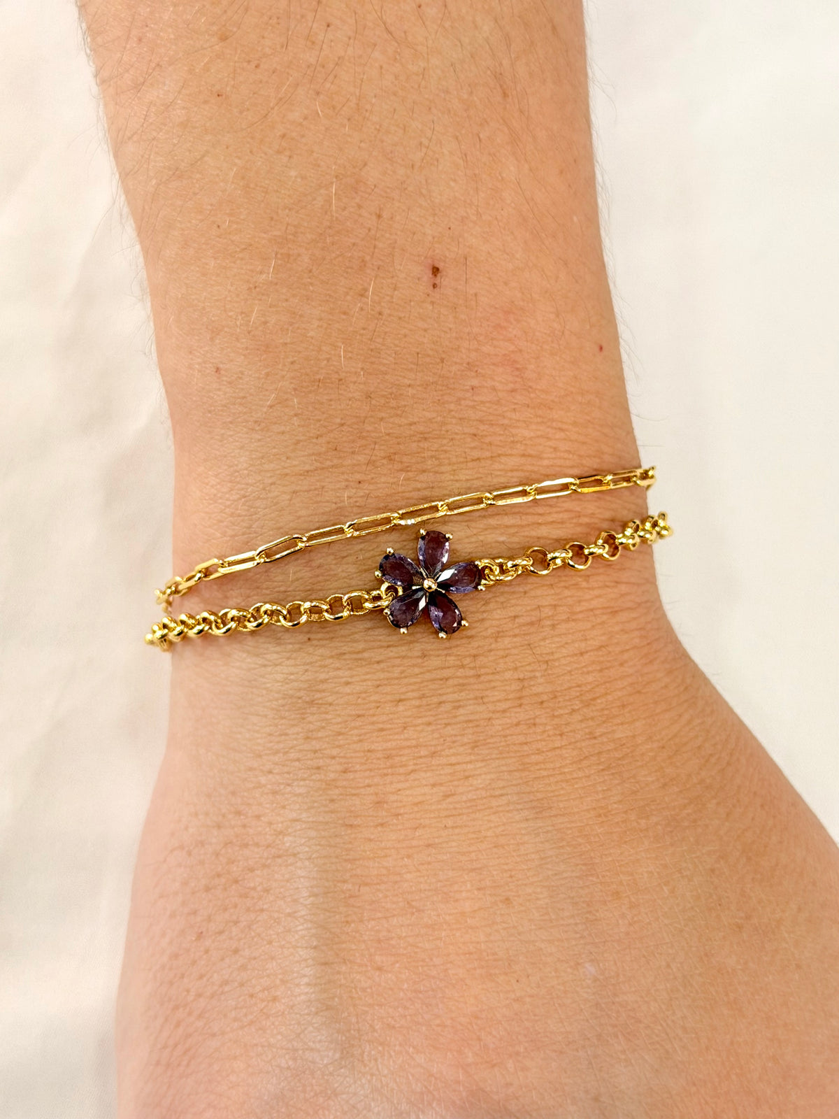 Pulseira dupla com flor