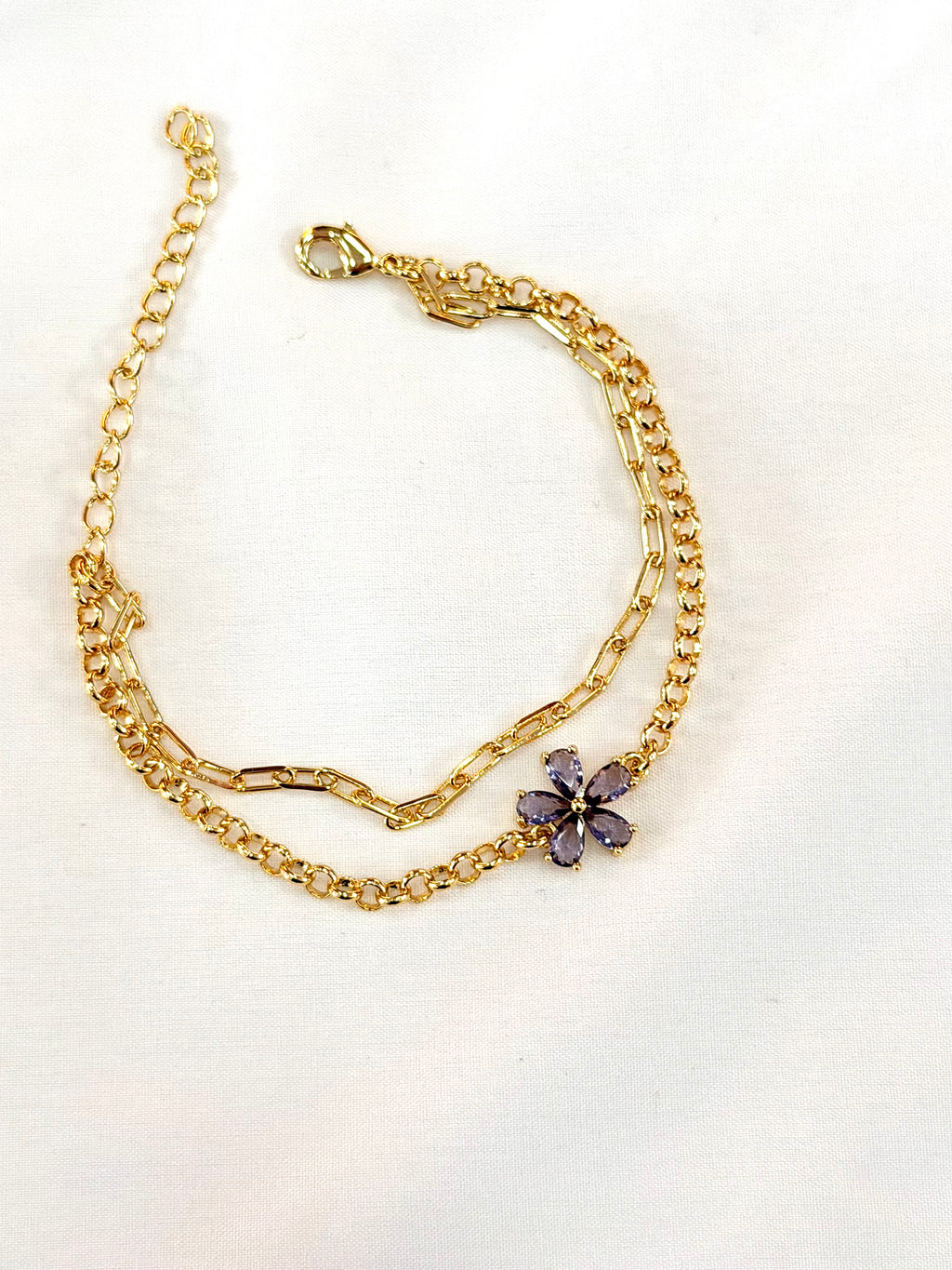 Pulseira dupla com flor