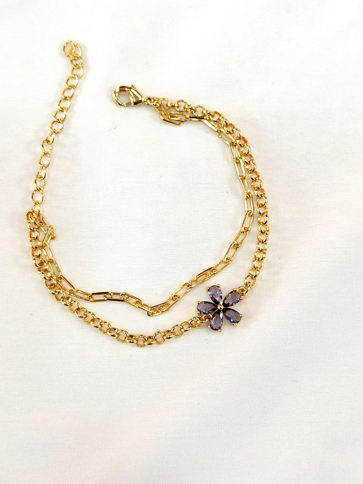 Pulseira dupla com flor