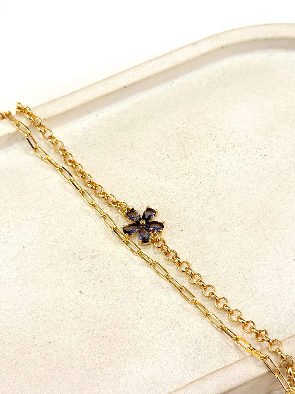 Pulseira dupla com flor