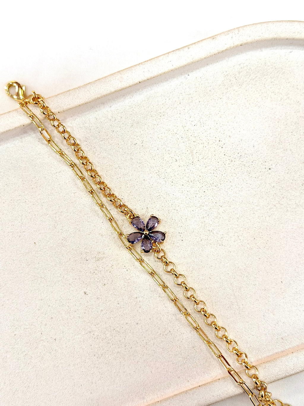 Pulseira dupla com flor
