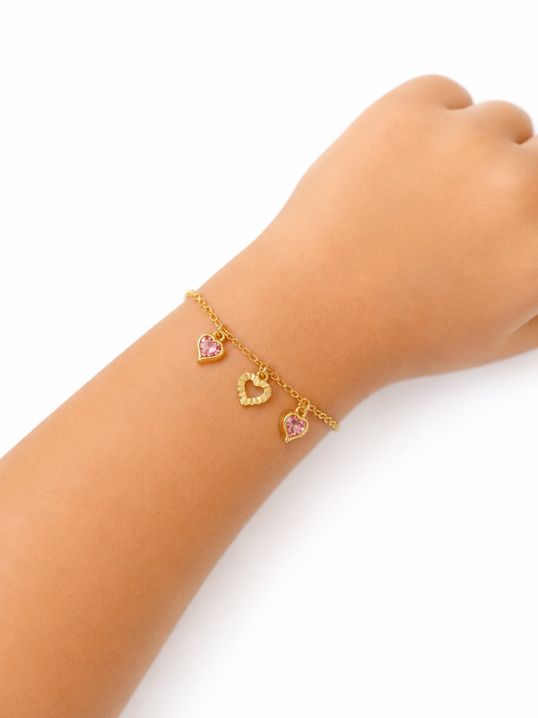 Pulseira infantil coração rosa