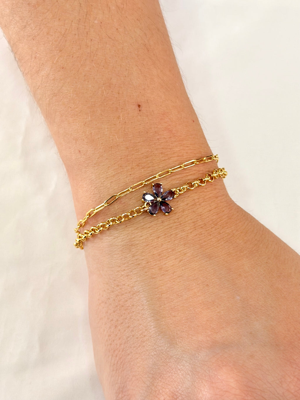 Pulseira dupla com flor