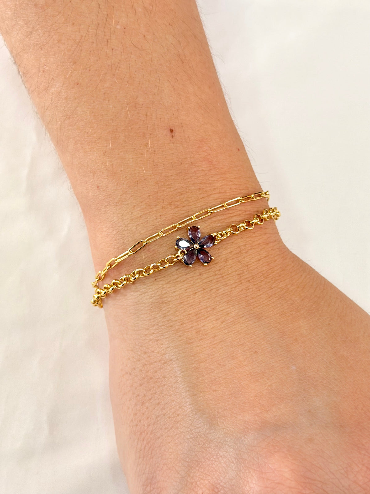 Pulseira dupla com flor