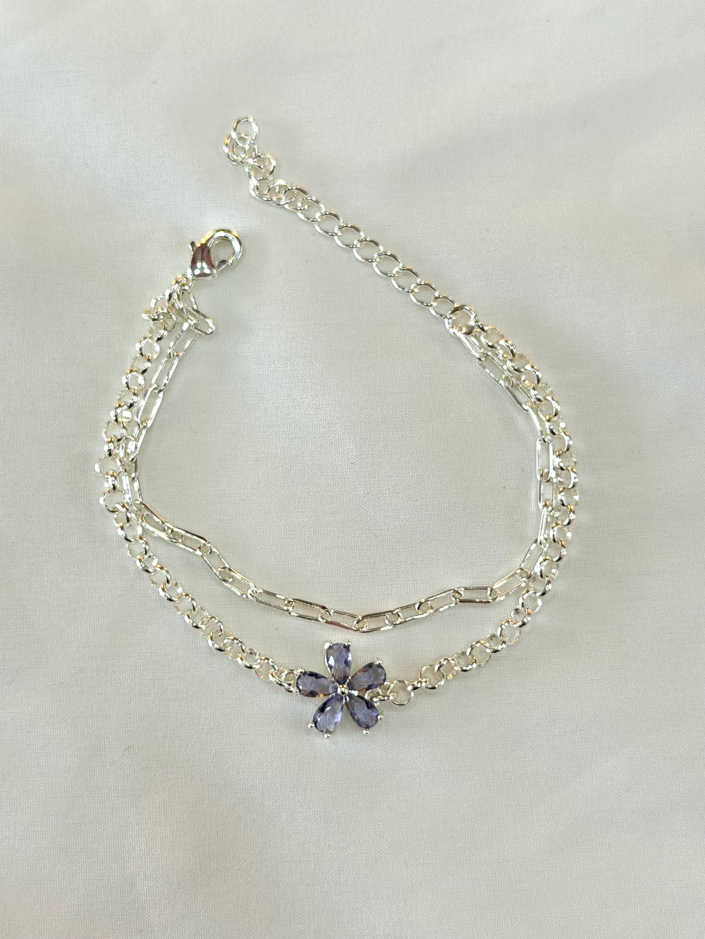 Pulseira dupla com flor