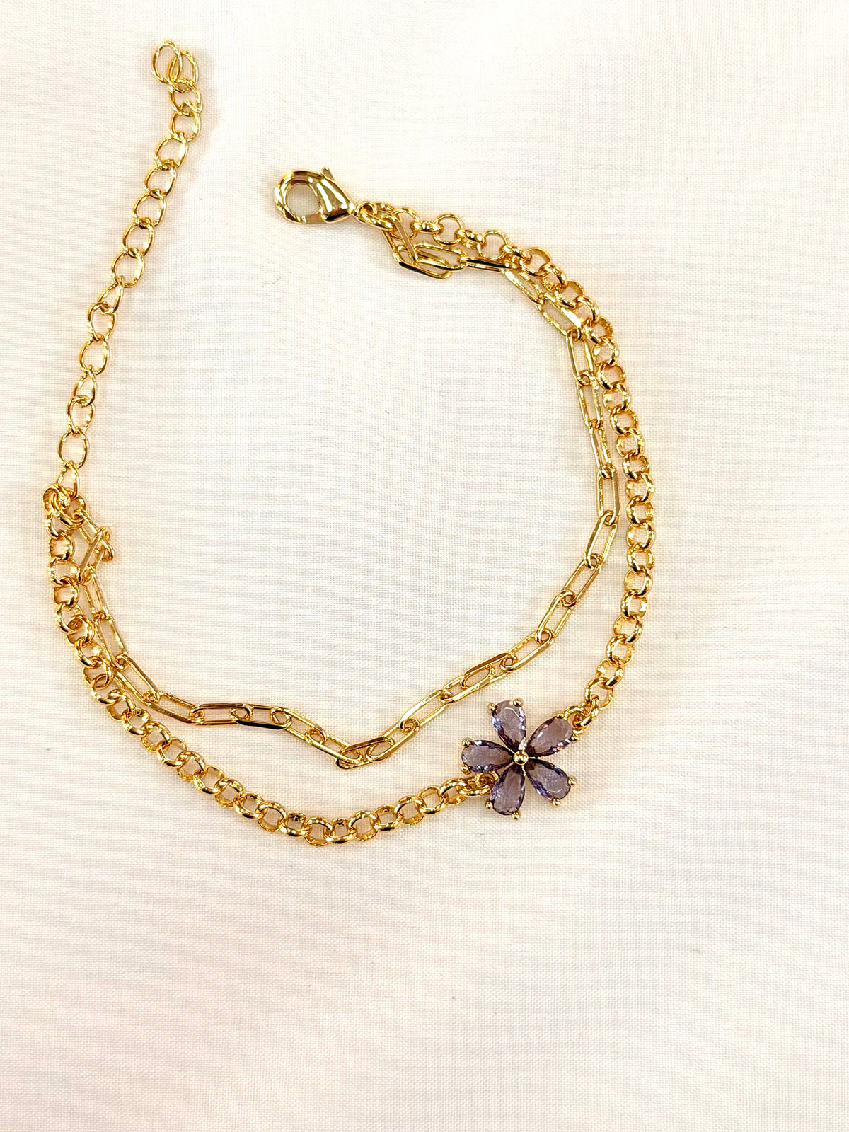 Pulseira dupla com flor