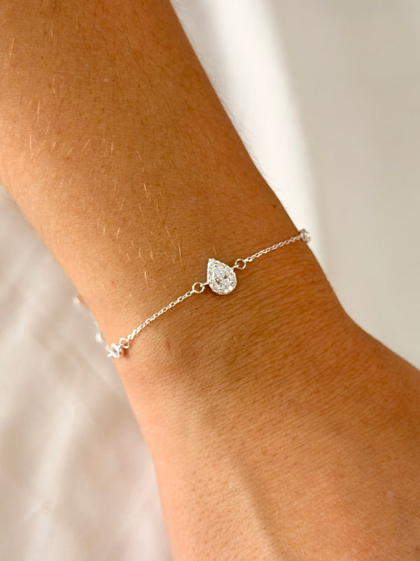 Pulseira entremeio zirconia gota com cravejado 8mm
