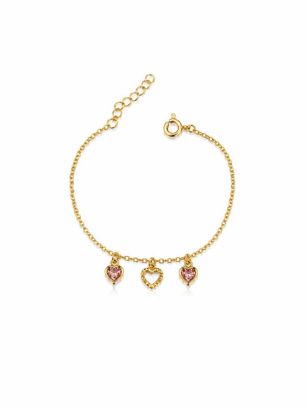 Pulseira infantil coração rosa