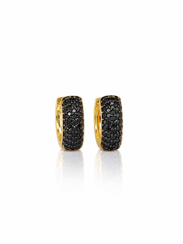 Argola zircônias pretas e caneta de ródio negro