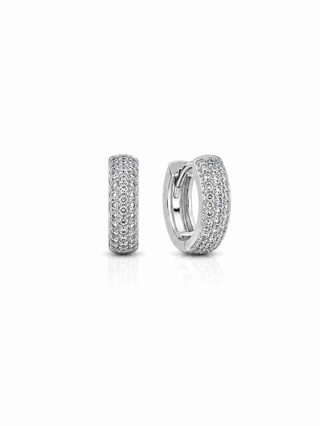 Argola três  fileiras cravejadas de Zircônias G