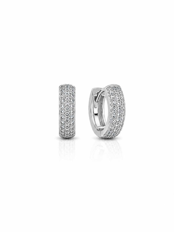Argola três  fileiras cravejadas de Zircônias G