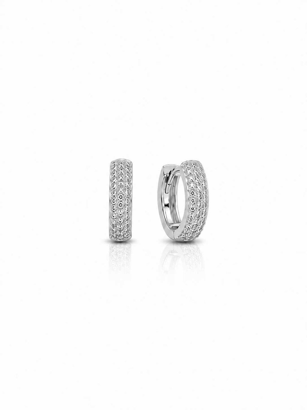 Argola três  fileiras cravejadas de Zircônias M