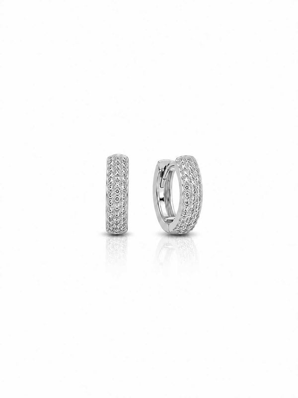 Argola três  fileiras cravejadas de Zircônias M