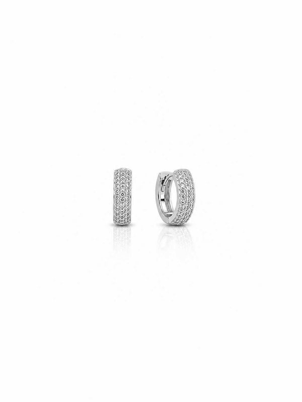 Argola três  fileiras cravejadas de Zircônias P