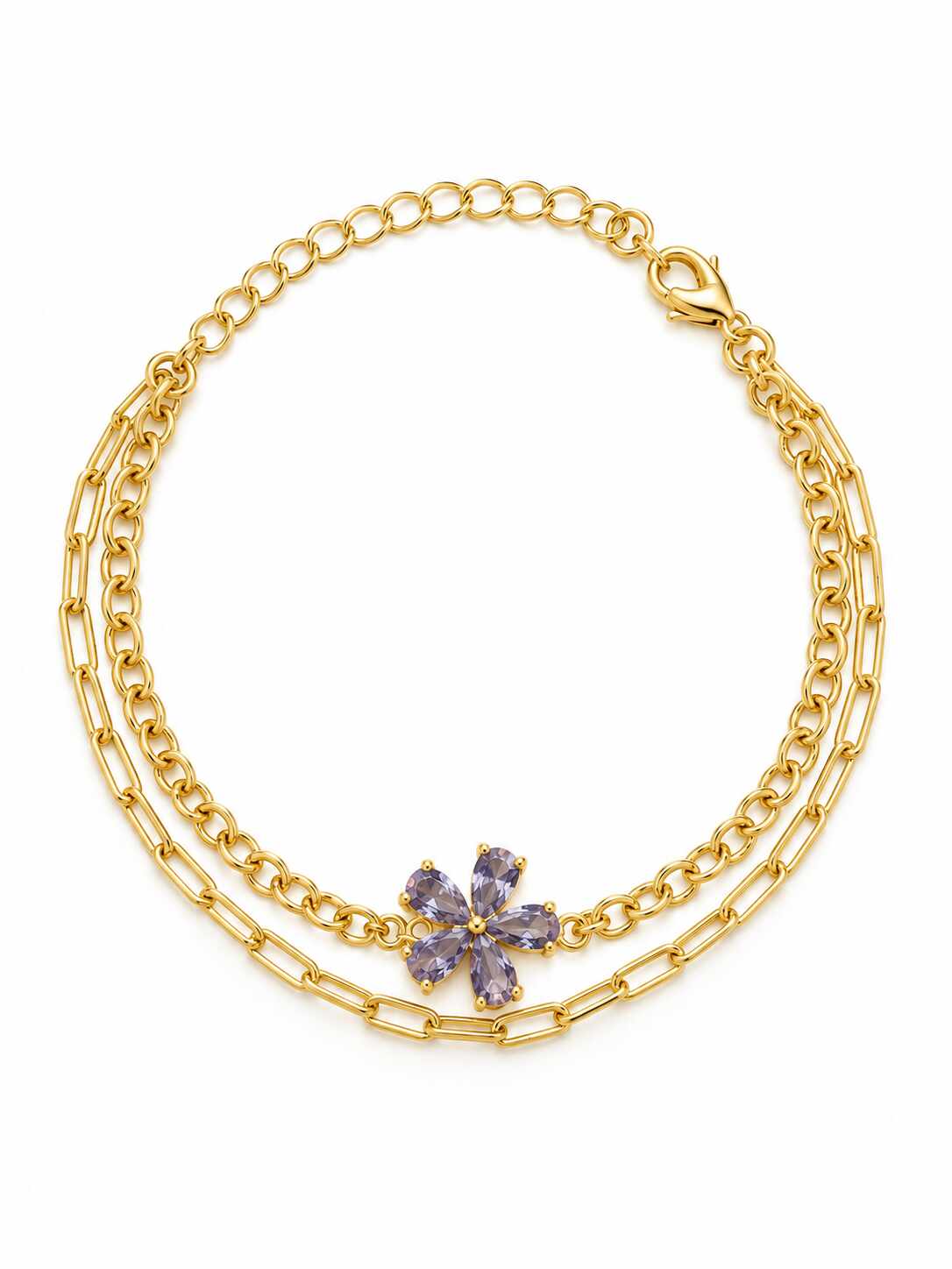 Pulseira dupla com flor