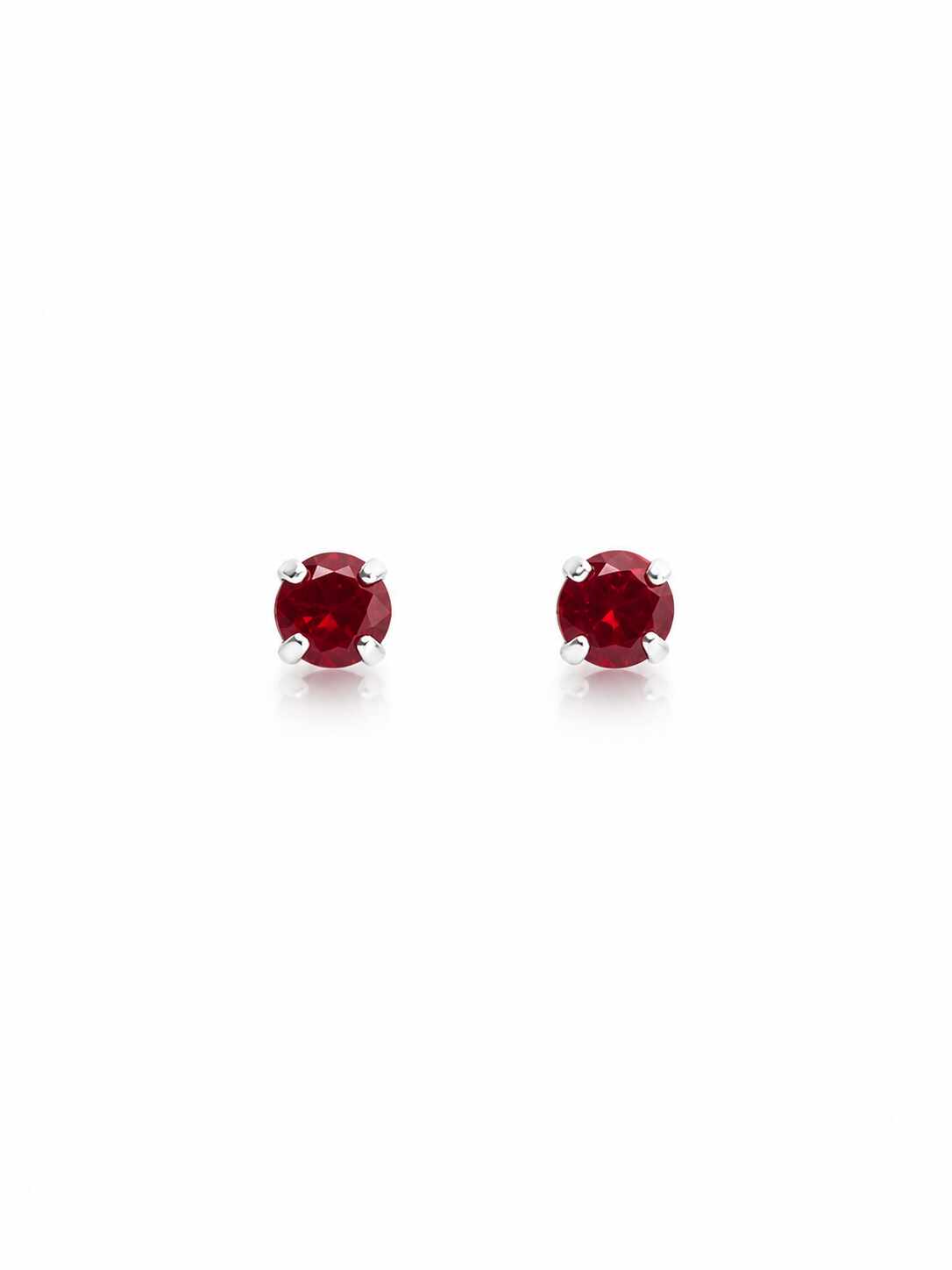 Brinco zircônia redonda rubi 3mm
