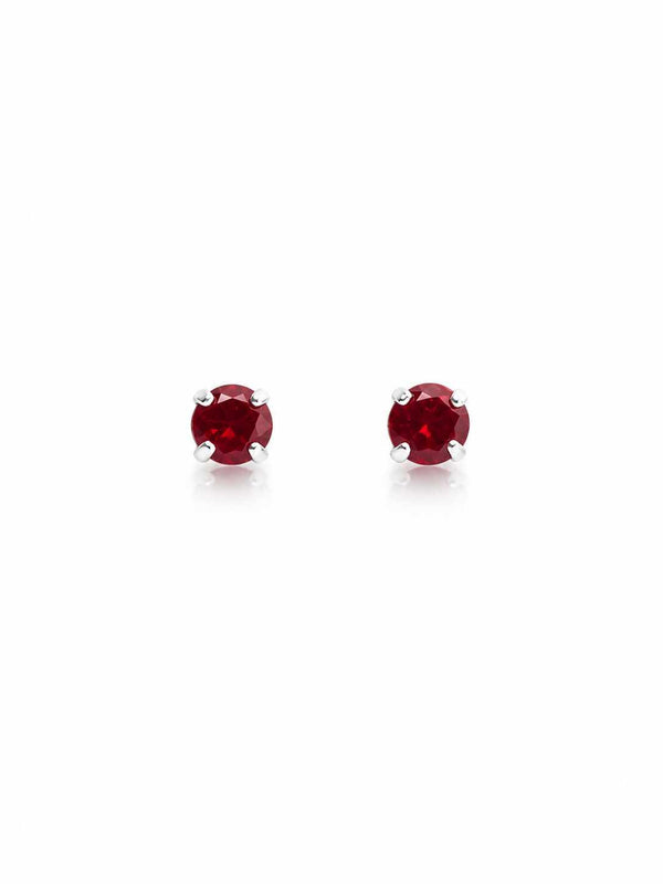 Brinco zircônia redonda rubi 3mm