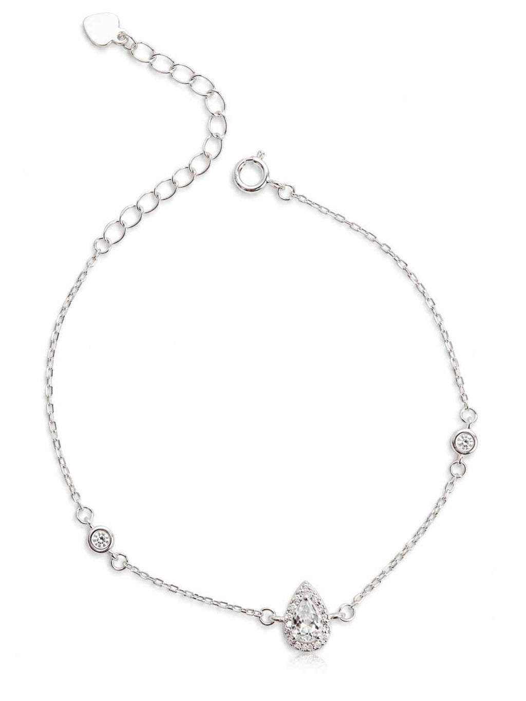 Pulseira entremeio zircônia gota com cravejado