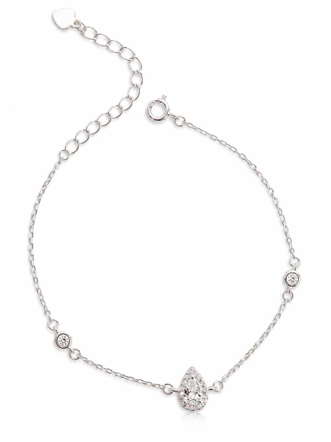 Pulseira entremeio zircônia gota com cravejado