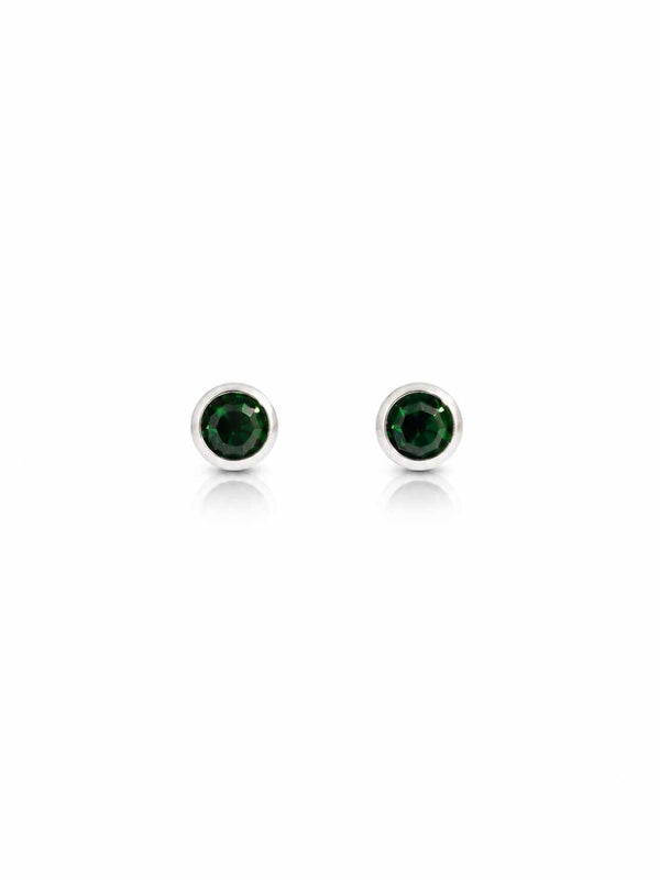 Brinco zircônia redonda esmeralda 3mm