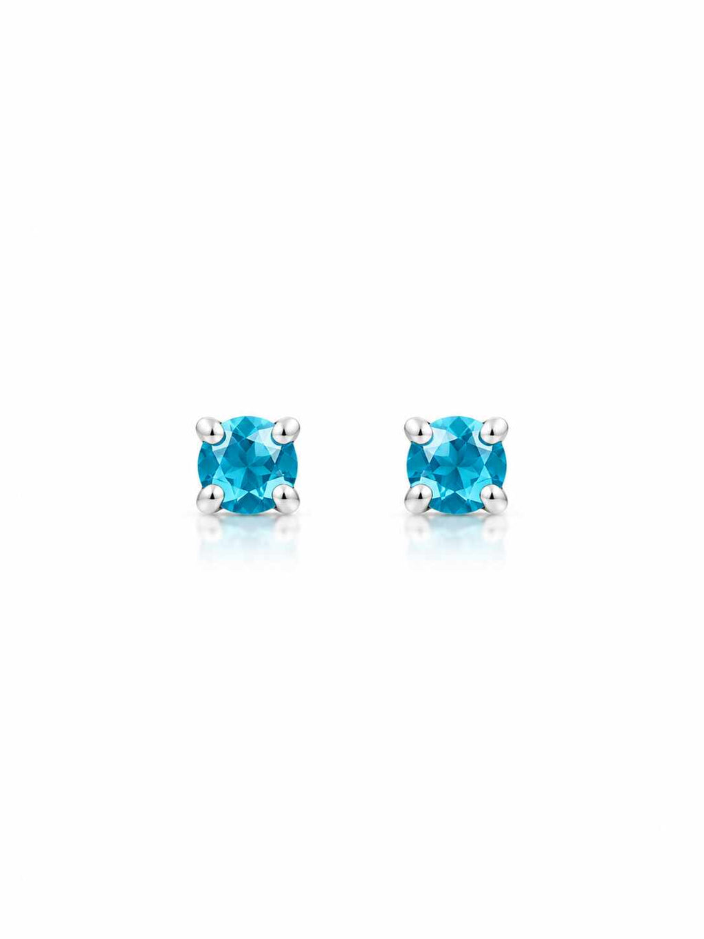 Brinco zircônia redonda azul 3mm garra