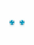 Brinco zircônia redonda azul 3mm garra