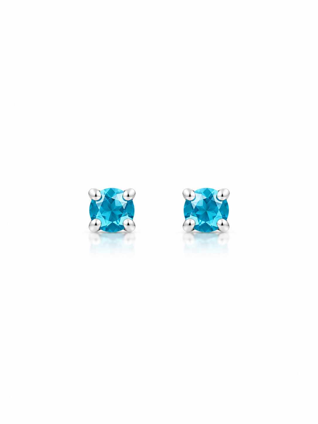 Brinco zircônia redonda azul 3mm garra