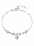 Pulseira entremeio zircônias pingente coração 