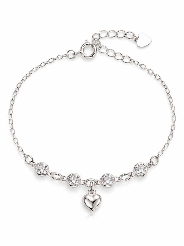 Pulseira entremeio zircônias pingente coração