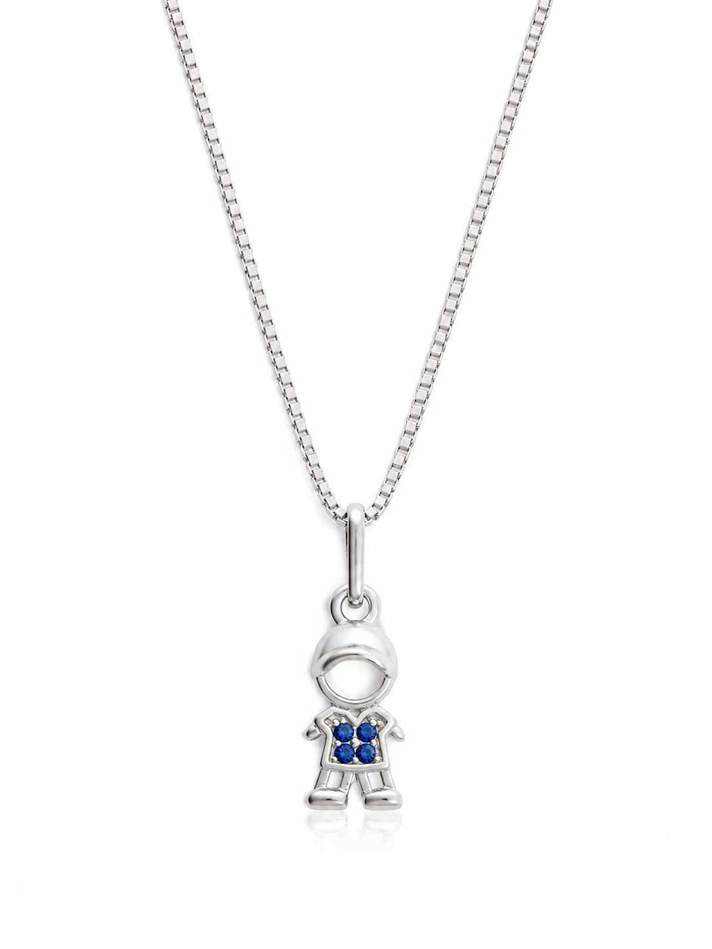 Colar pingente menino detalhe zircônias azul  45c
