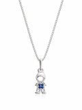 Colar pingente menino detalhe zircônias azul  45c