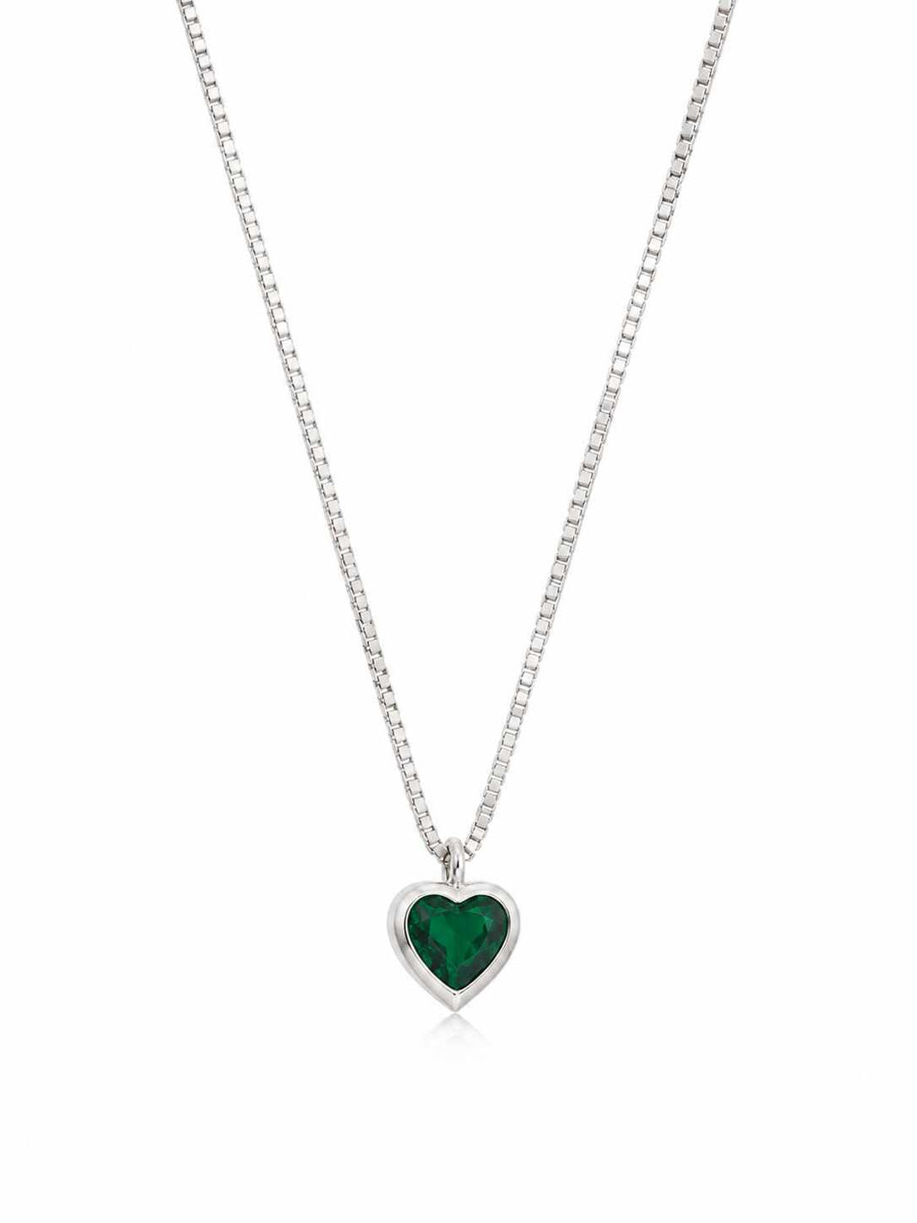 Colar zircônia coração esmeralda embutida 6mm 4