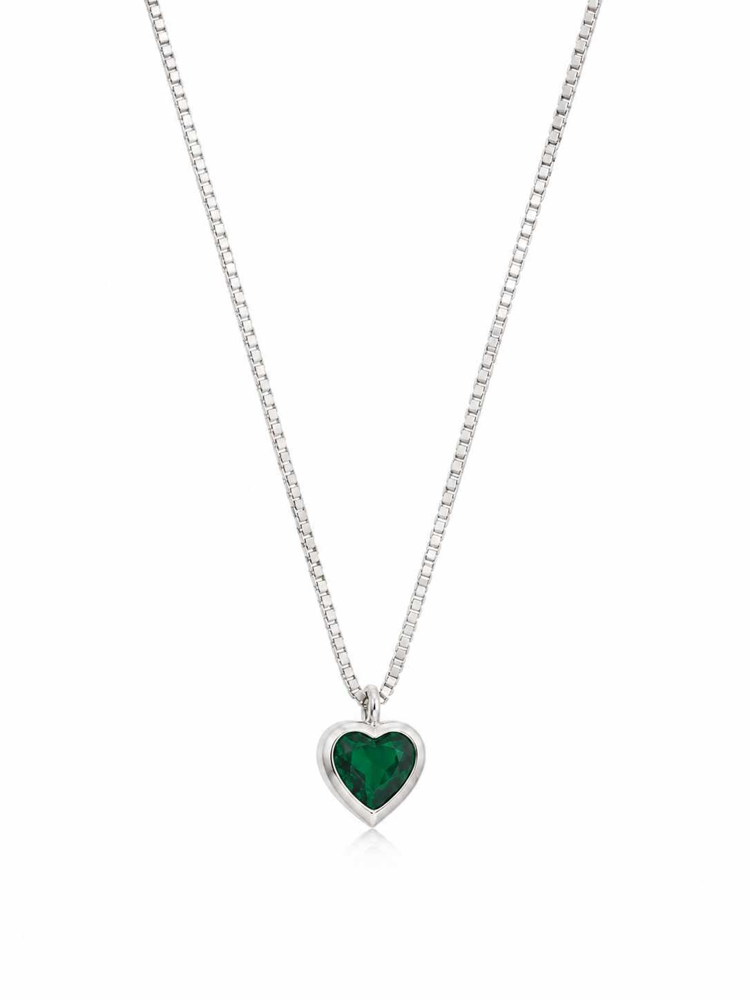 Colar zircônia coração esmeralda embutida 6mm 4