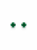 Brinco zircônia redonda esmeralda 3mm