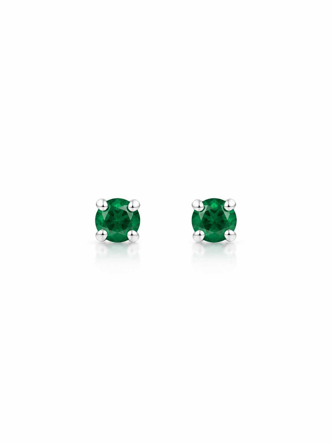 Brinco zircônia redonda esmeralda 3mm