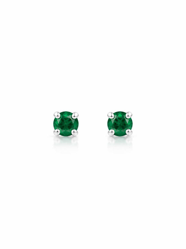 Brinco zircônia redonda esmeralda 3mm