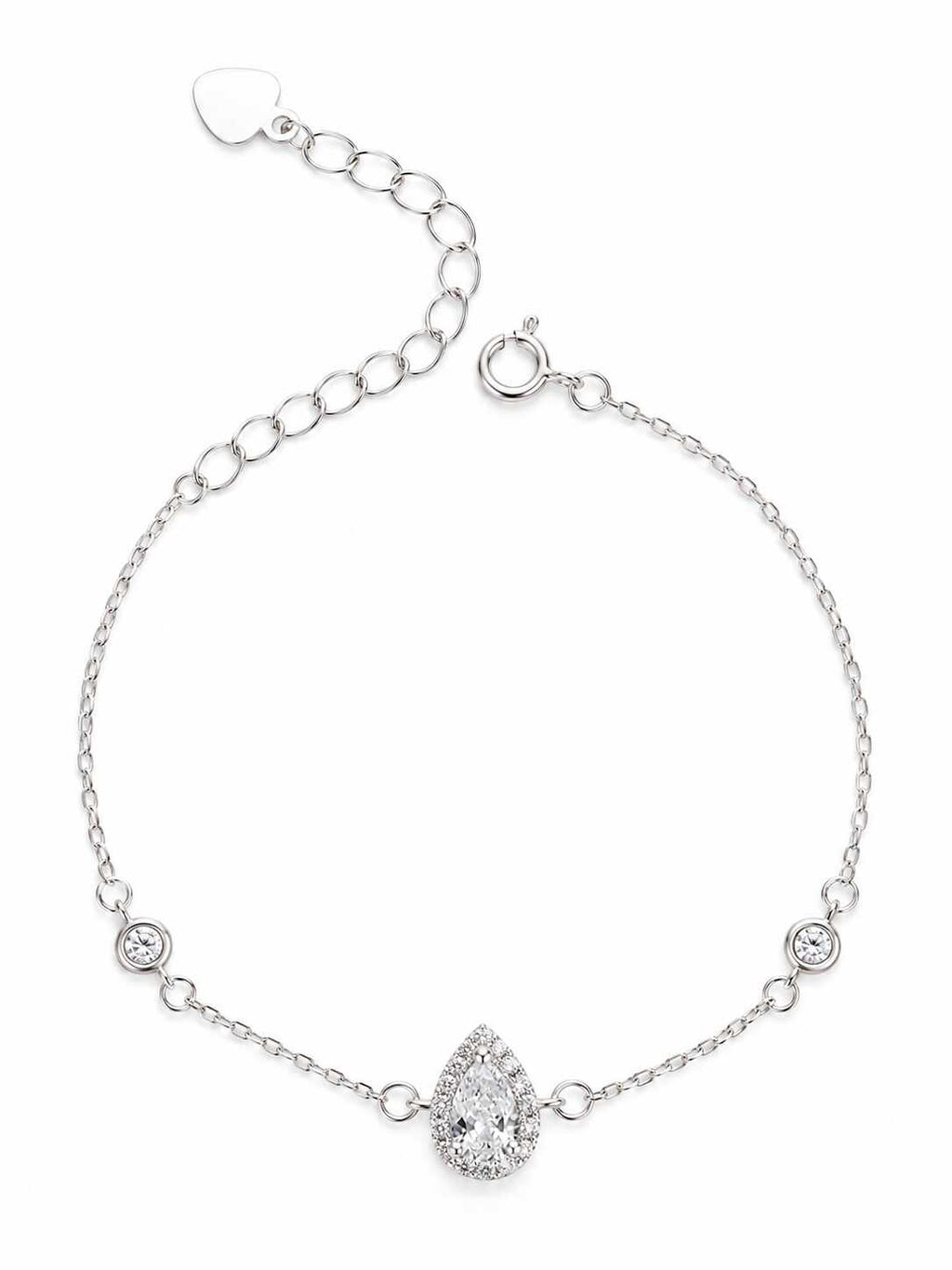 Pulseira entremeio zirconia gota com cravejado 8mm