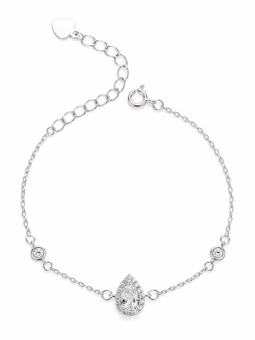 Pulseira entremeio zirconia gota com cravejado 8mm