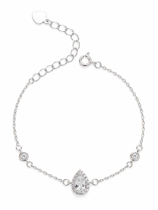 Pulseira entremeio zirconia gota com cravejado 8mm